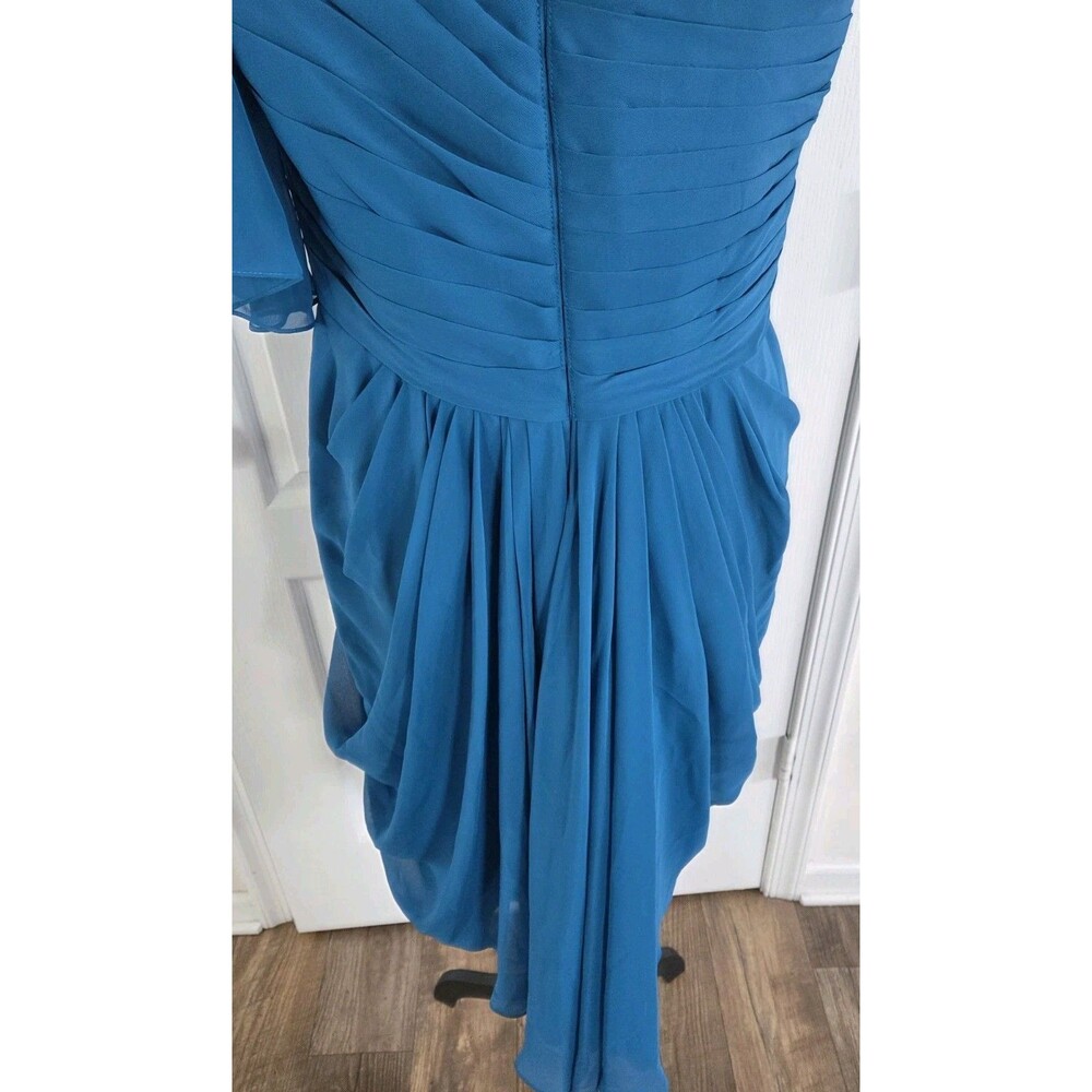 Jasmine Bridal 'Jade' collection cocktail One-shoulder dress in Blue Chiffon -14 - Picture 9 of 14